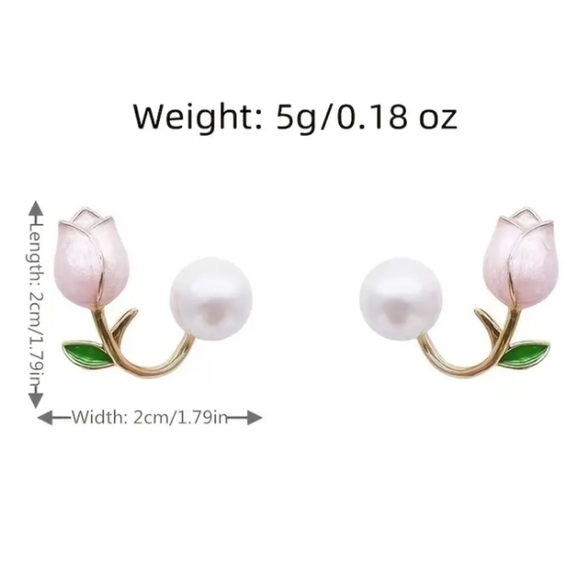 NEW Pink Tulip Flower Earrings - Picture 7 of 9
